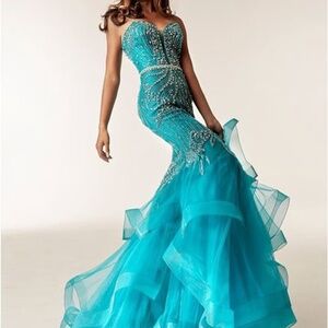 Jasz Couture 6233 - Teal Prom Dress - Color: Tell, Size 12